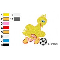 Sesame Street Big Bird play Football Embroidery Design
